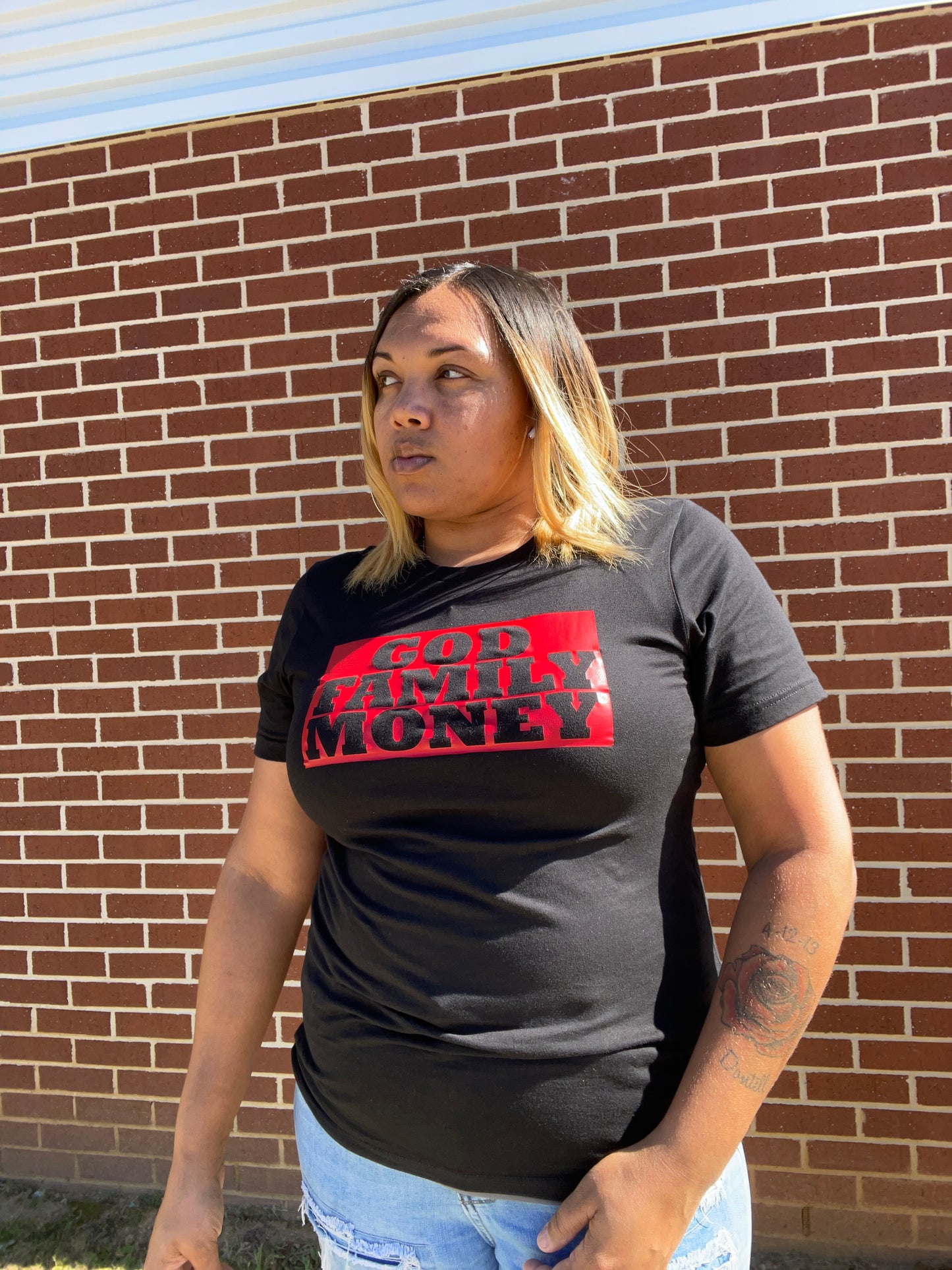 God Family Money Tee (Black/Red Block)